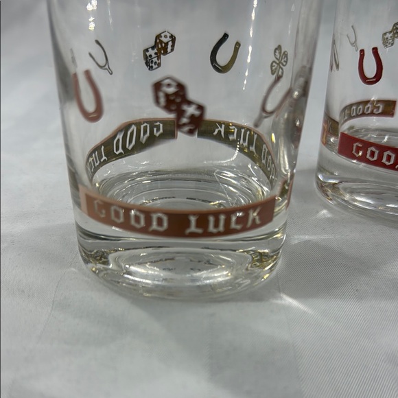 Good Luck Themed Glasses Set Vintage MCM - Picture 9 of 9